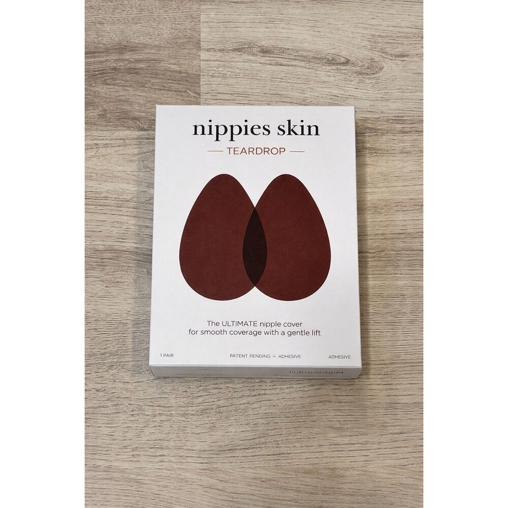 Nippies Skin Teardrop A-B Nipple Covers Red Brown Adhesive Lift Reusable New